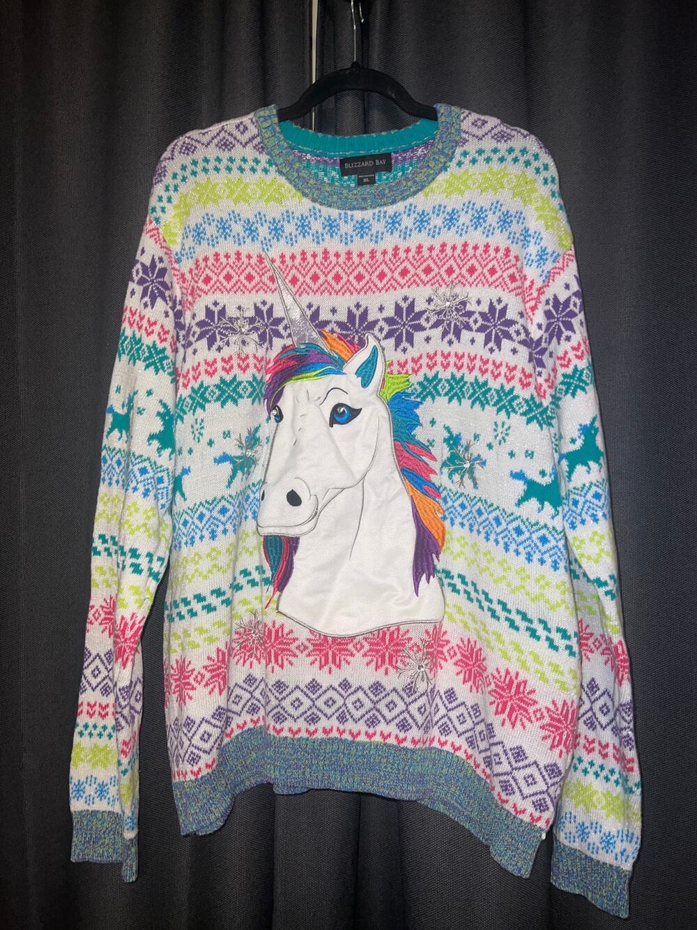 Ugly Christmas Sweater Xmas Size XL Unicorn